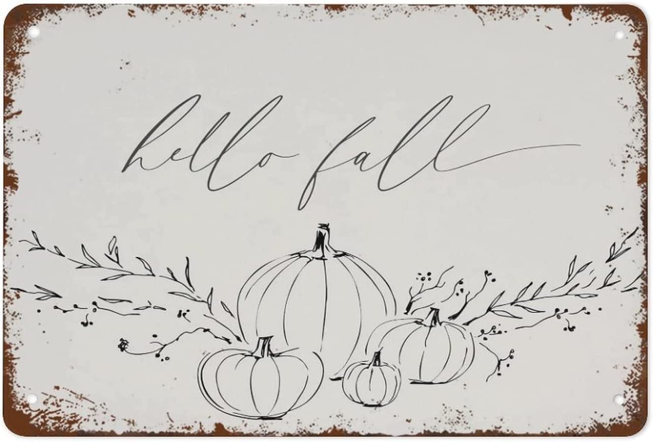 Kwqdozf Tin Sign-10 12X16inch Pumpkin Vintage Metal Aluminum Tin Sign Door Signs 12" X 16"