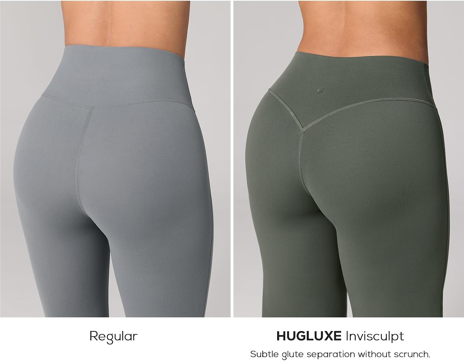UNISSU Hugluxe Invisculpt No Front Seam High Waisted Straight Leg Leggings for Women Wide Leg Yoga Pants Buttery Soft - 31.5" Dark Khaki Medium
