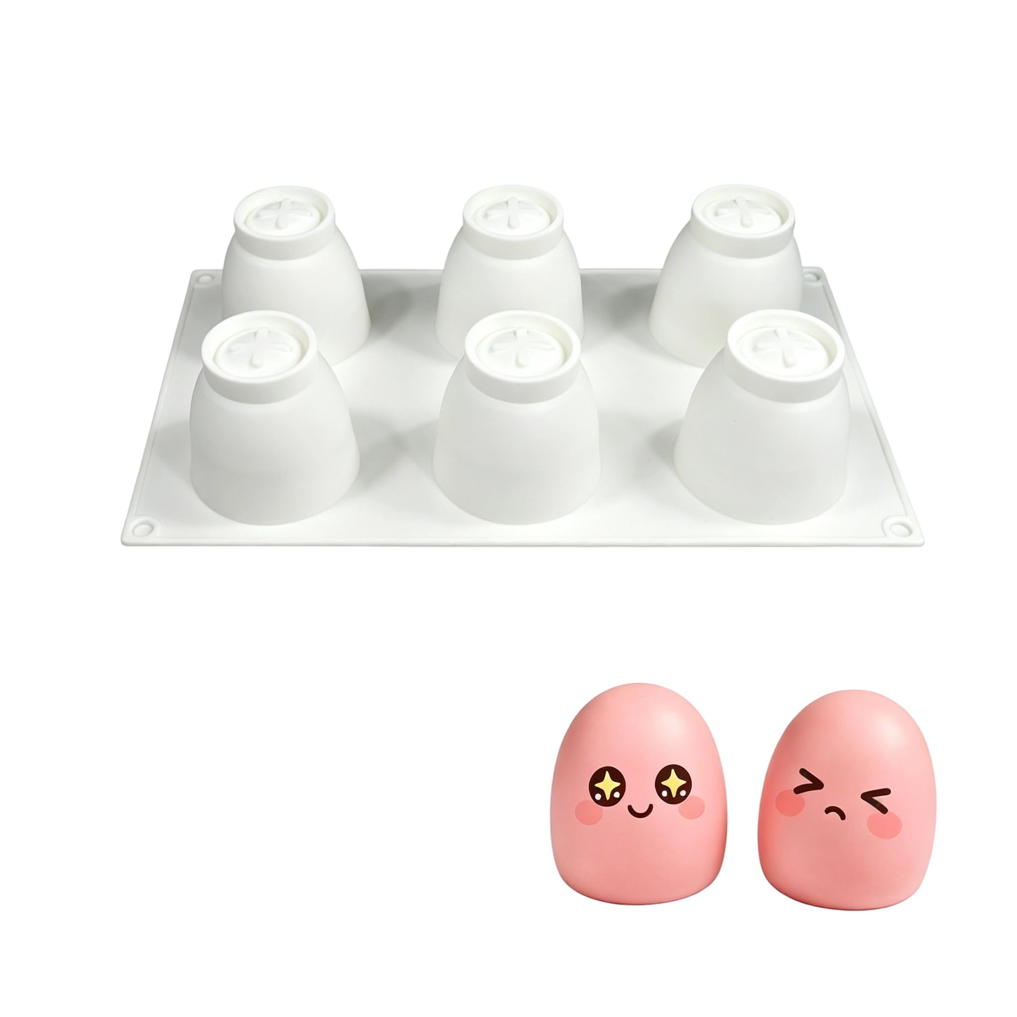 Whoasyst Multi Purpose 3D Eggs Silicone Mold 6 Cavities Nonstick Baking Mold Suitable for Cake Chocolate and Food Grade Silicone