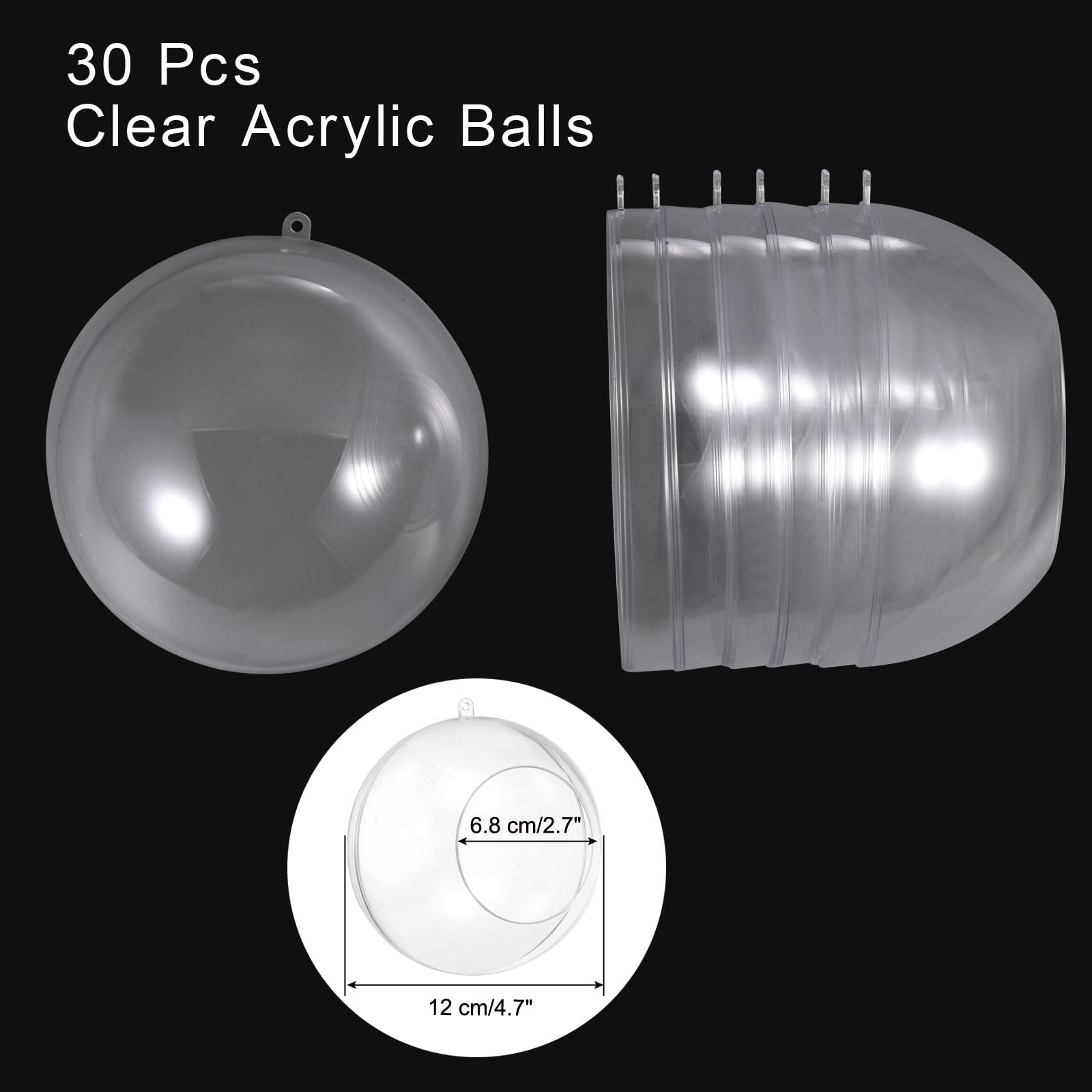 QUARKZMAN 30 Pcs Portavelas Colgantes Globos 4.7" Bolas de Acrílico Rellenables, Contenedor de Adornos Navideños de Plástico para Decoración de Bodas Fiestas Hogar DIY