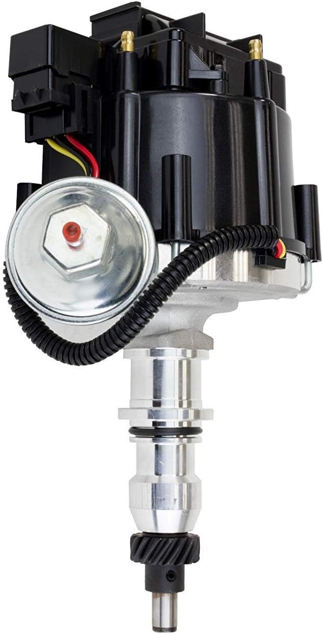 A-Team Performance - HEI Complete Distributor 65K Coil - Compatible with Ford Straight 6 Cylinder F100 F150 F250 E100 E150 240 300 One-Wire Installation Black Cap