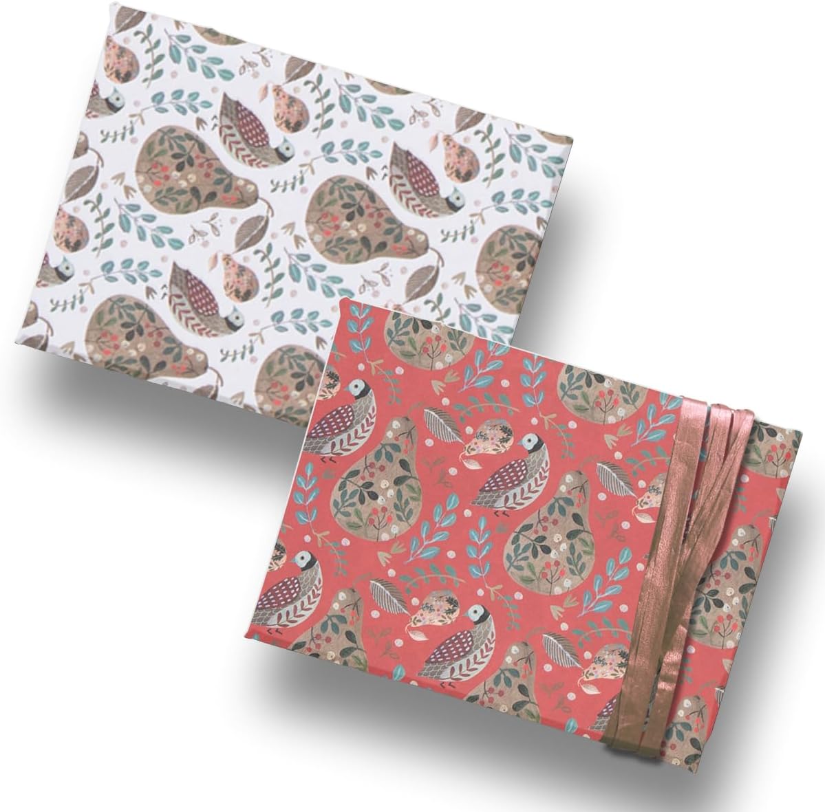 Glick Luxury Christmas Folded Wrap (3 Sheets) Partridge in a Pear Tree Christmas Wrapping Paper, Red & Gold