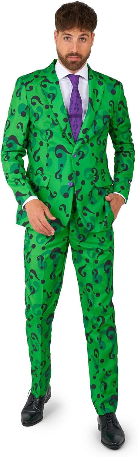 Suitmeister Men's Costume - The Riddler DC Characters Slim Fit Suit - Green