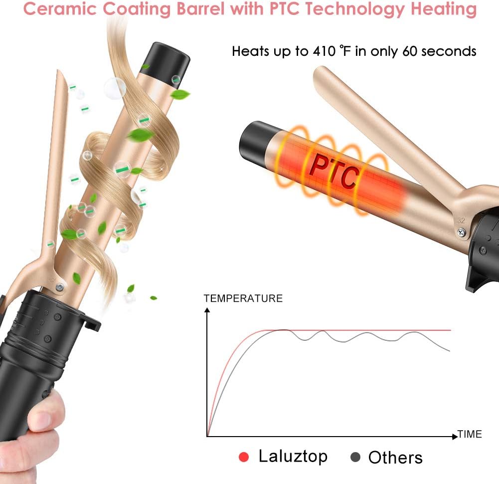 6 in 1 Curling Wand Set with 6 Interchangeable Ceramic Barrels with Anti-scalding Tip (0.35'' to 1.25'') and Heat Resistant Glove, Hair Curler for Girls Women Gifts : Beauty & Personal Care