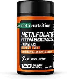 Metilfolato Ácido Fólico 800mcg 120 Cápsulas Vitamina B12 B6 Original zuchetti nutrition