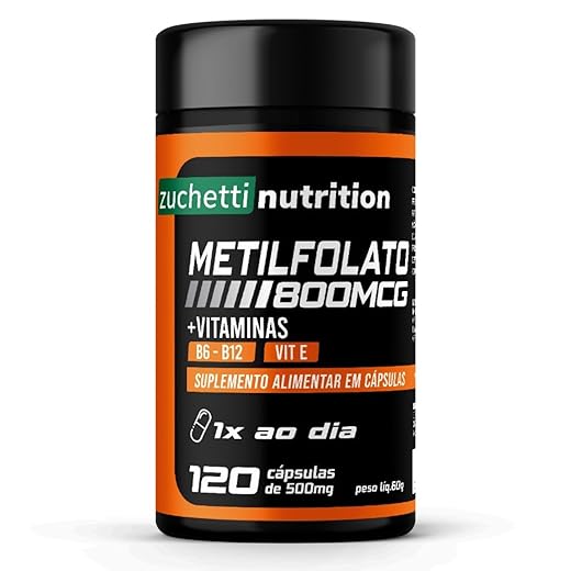 Metilfolato Ácido Fólico 800mcg 120 Cápsulas Vitamina B12 B6 Original zuchetti nutrition