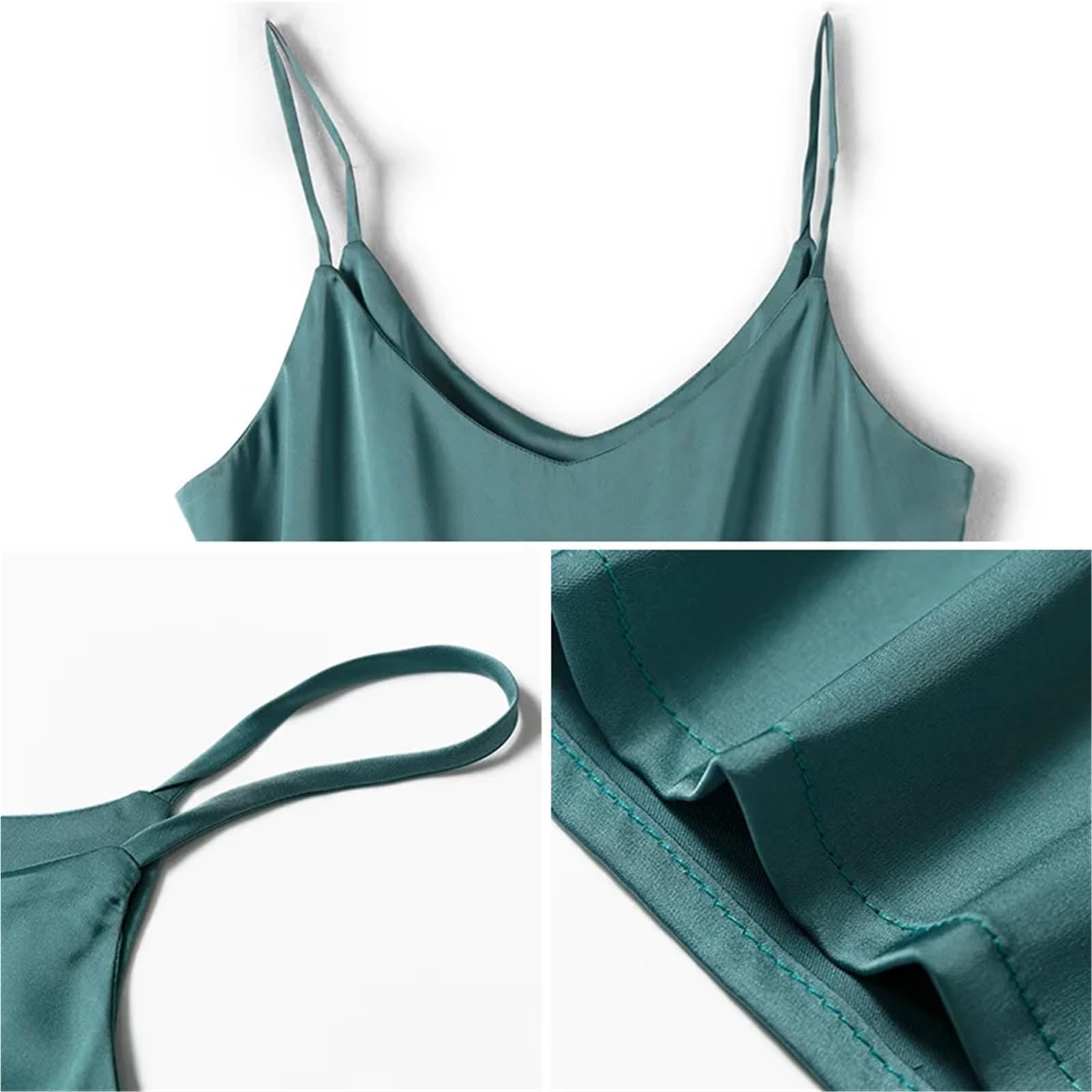 Top de Camisola de Seda Camisola de Tirantes for Mujer, Top Halter con Cuello en V, básica, sin Mangas, satén y Seda, for Verano, Primavera otoño para IR al Trabajo
