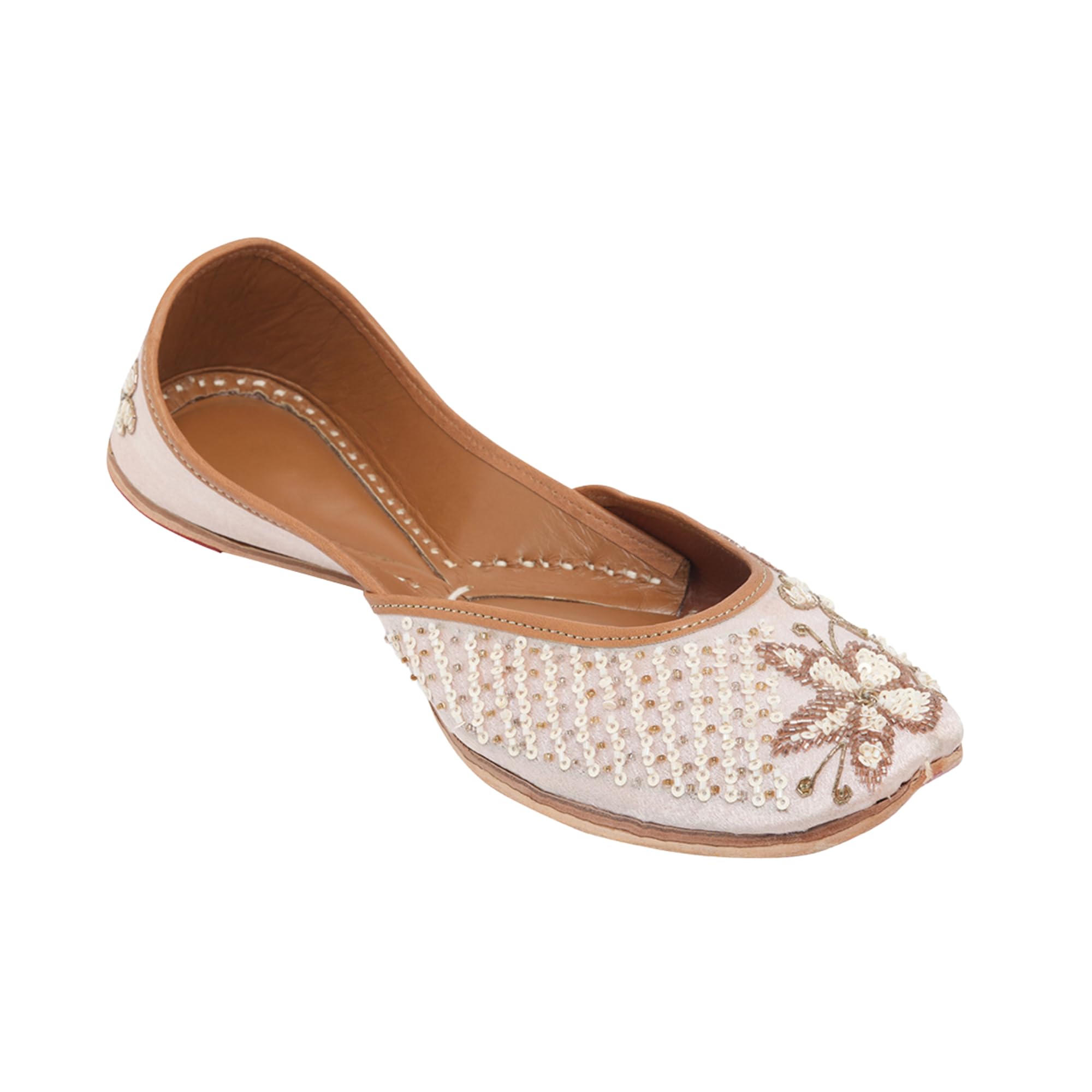 Women embroidered Mojaris Flats | Nude-image-39