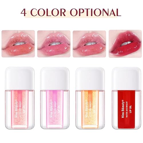 Miniatura 8 de ZARICS Aceite hidratante para labios, tinte hidratante para labios, brillo de labios transparente, bálsamo labial tintado, no pegajoso, brillo