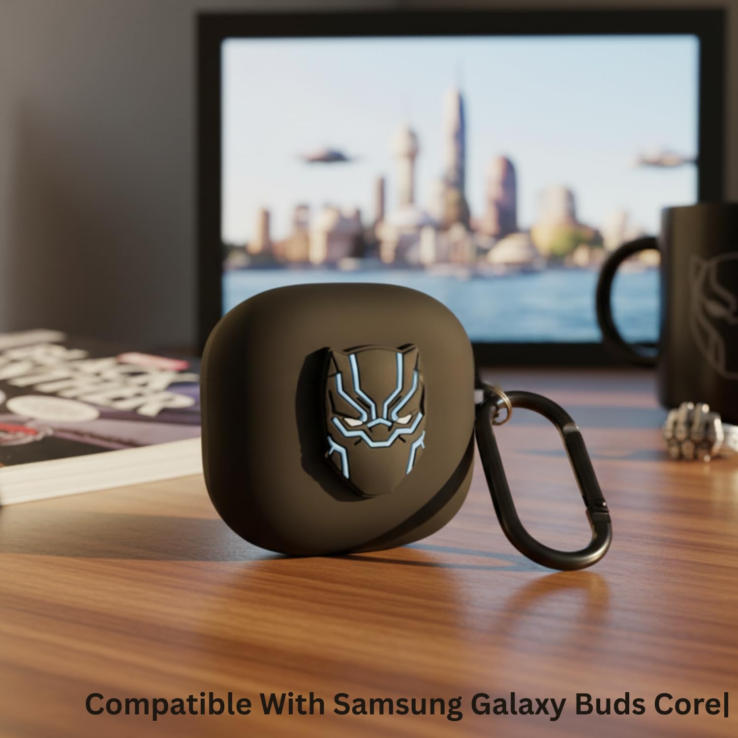 kapture case Compatible with Samsung Galaxy Buds Core/Samsung Galaxy Buds Core case Cover with Hook,Cover with Silicone 360° Protection (Black) — Amazon image 2