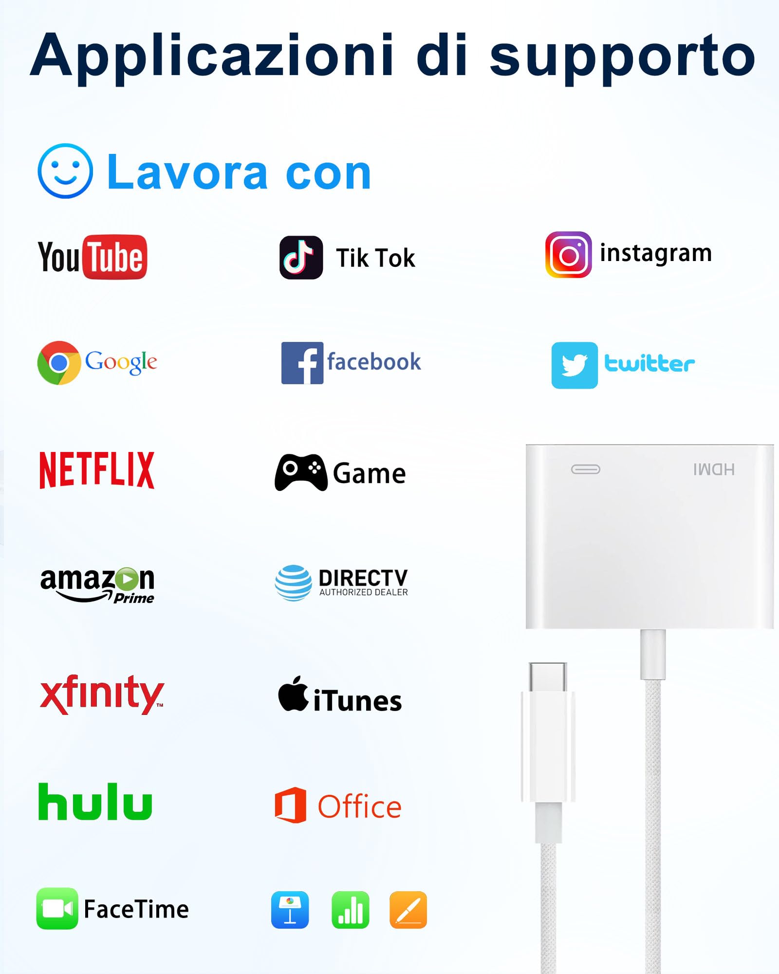 GNUADZ Adattatore USB C HDMI Senza Alimentazione Richiesta, Plug & Play Convertitore Schermo 4K con Porta di Ricarica cavo Tipo C hdmi Compatibile con Dispositivi con Porta Tipo C per Proiettore/Monit