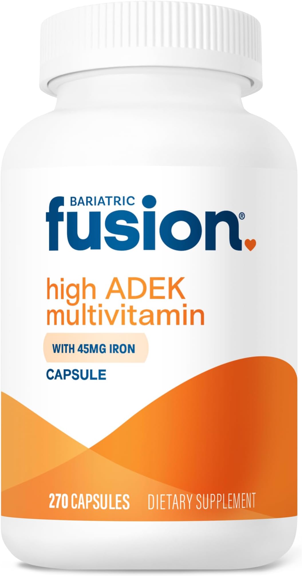 Bariatric Fusion High ADEK Multivitamin Capsule with 45mg Iron | Multi for Duodenal Switch Surgery Patients | Easy to Swallow Vitamin | 270 Capsules | 3 Month Supply