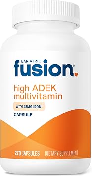 Bariatric Fusion High ADEK Multivitamin Capsule with 45mg Iron | Multi for Duodenal Switch Surgery Patients | Easy to Swallow Vitamin | 270 Capsules | 3 Month Supply
