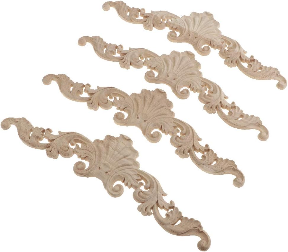 Fityle 4Pcs Decorative Wooden Applique Furniture Moulding Craft Decal Decor Frame Corner Decorations - Kitchen, Dining, Livingroo, Bedroom - a : Tools & Home Improvement