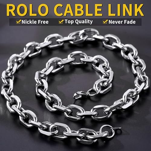 Chainshouse Stainless Steel Mens Necklace Large Heavy Silver Color 12Mm 18Inches Cable Chain Link Necklace Rapper Jewelry #TOP2