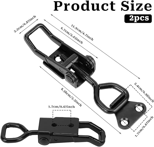 Miniatura 2 de 2 abrazaderas de cierre de palanca negras de 300 libras, cierre ajustable resistente  Abrazaderas de metal para puerta de fumador de liberación