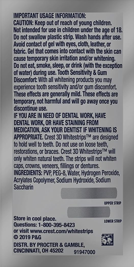 Crest 3D White Professional Effects Whitestrips Teeth Whitening Strips Kit, 40 Strips (20 Count Pack)