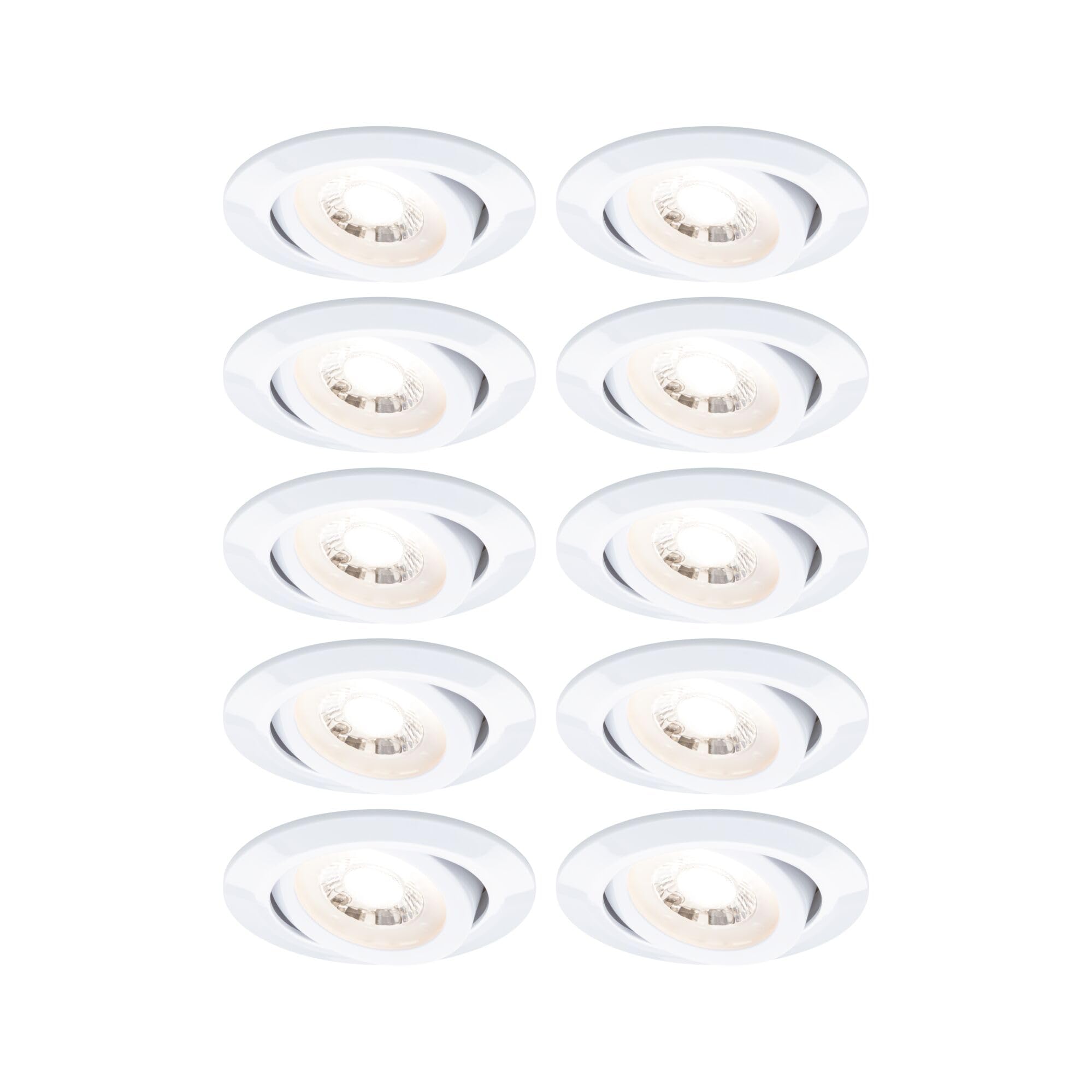 Paulmann 99995 Reflektory wpuszczane LED 3-stopniowe opakowanie 10 szt. obrotowe 82 mm 70° 10x4,8W 10x450lm 230 V 3000 K matowe białe, 48 W, zestaw 10 szt