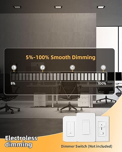 Miniatura 4 de Iluminación LED empotrable cuadrada de 4 pulgadas, color negro, 5CCT ultra fina y cuadrada, luz de techo con caja de conexiones,