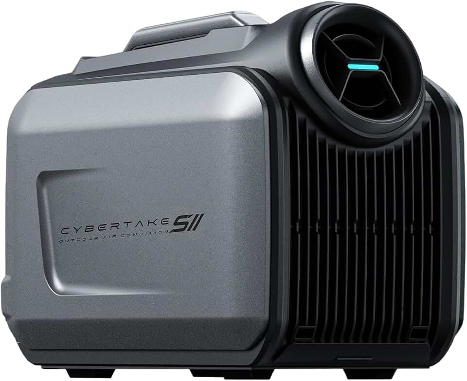 Cybertake S2 Pro Portable Camping Air Conditioner, Tent AC with 5100 BTU Cooling and 6100 BTU Heating, 8 Hours on 1kWh, 3-Way Power(48V DC, 12-24V Vehicle, 100V-240V Wall), Ideal for Tent, Camping, RV
