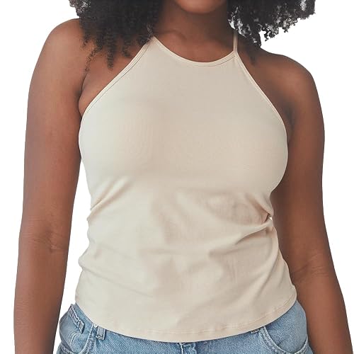 Network Solid High Neck Brami Tank-Top for Women - Built-in