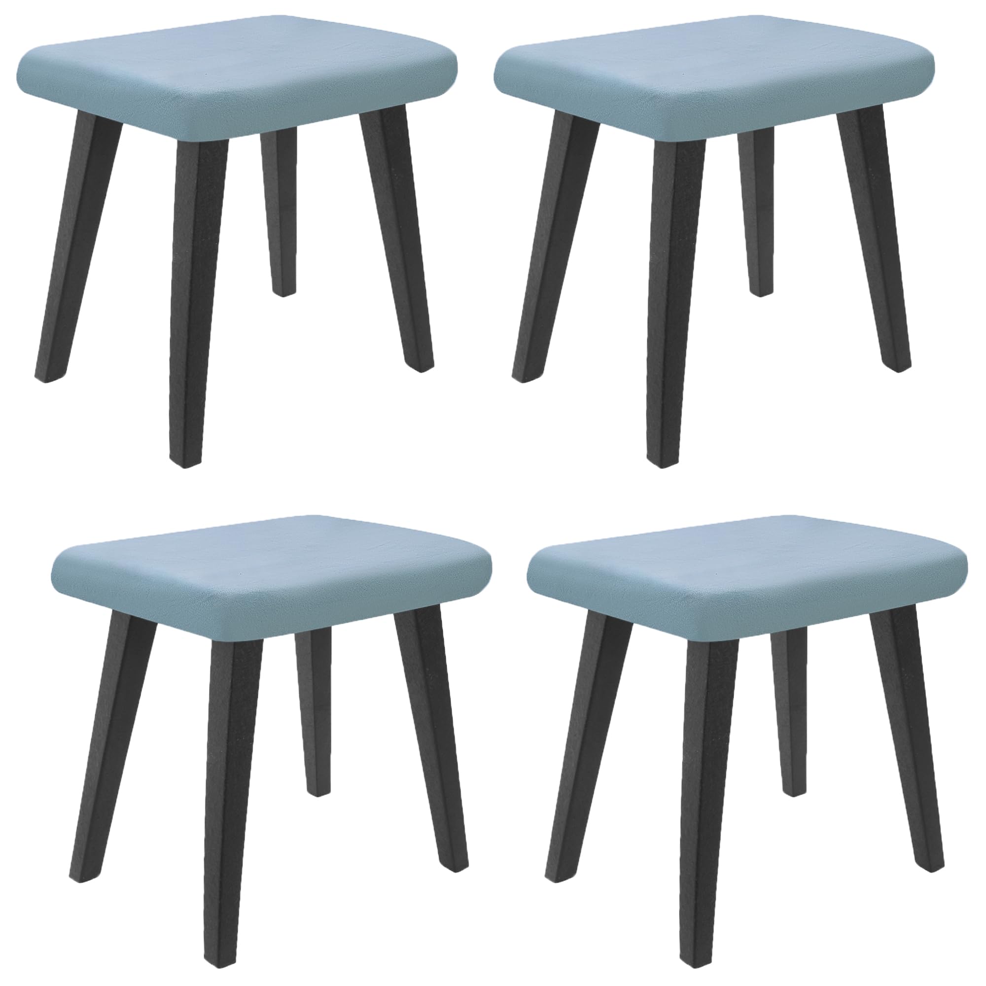 Deisy Dee Velvet Rectangle Vanity Stool Covers, Small Footstool Ottoman Covers Pack of 4 (Baby Blue)