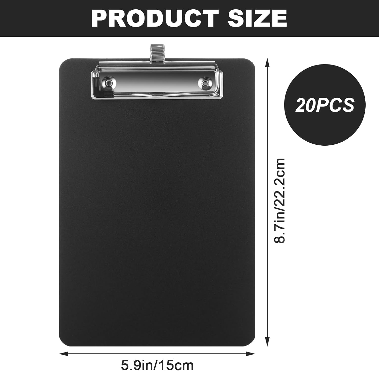 20 Pack Mini Clipboards with Pen Holder, 6 x 9 Inch Balck Clipboards, A5 Memo Plastic Clipboard Bulk Small Clip Boards for School Office Restaurant Cafe Hotel Shopping List (Pen not Included)