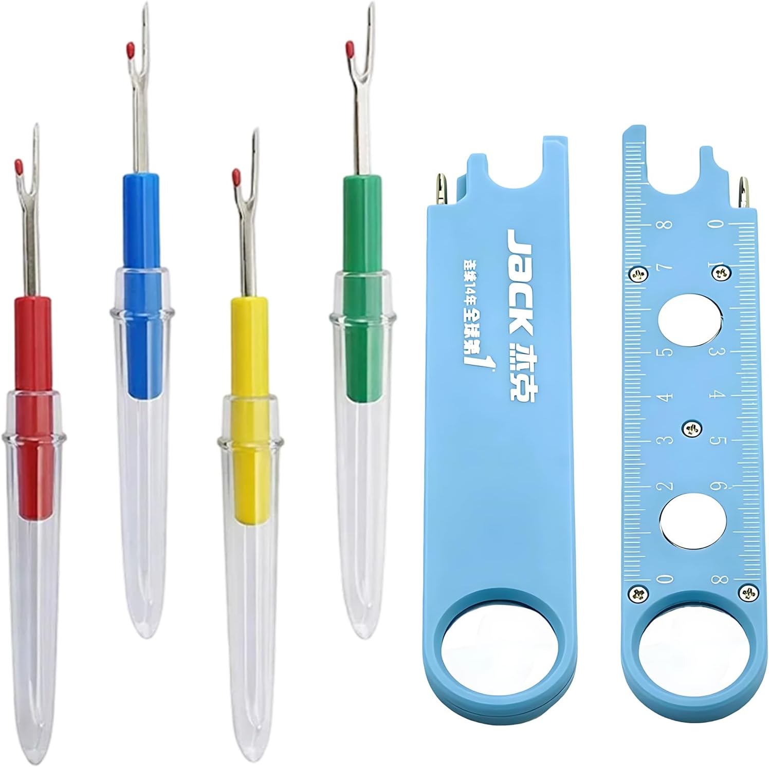 Sewing Machine Needle Threader, Automatic Needle Threader Tool for Hand Sewing, Sewing Supplies with Seam Rippers, Needlepoint Accessories for Low-Light Sewing and Quick Alterations