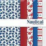 Nautical Multi-pack Printed Craft Vinyl 6 Sheets 12x12 for Vinyl Cutters