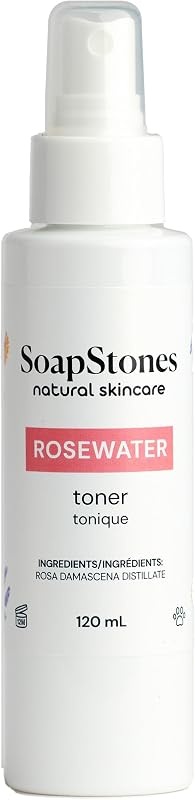 Tônico facial de água de rosas Soapstones Natural Skincare, sem álcool, 120 mL
