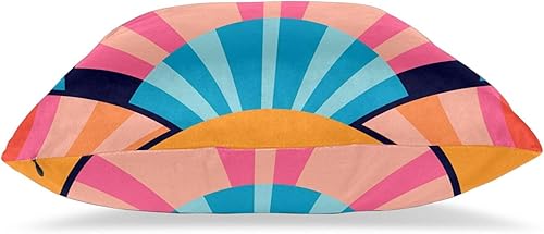 Miniatura 6 de Pack of 2 Short Plush Throw Pillow Covers 18 X 18 Inch, Retro 70S Orange Yellow Pillow Cover Durable Pillowcases, Square Throw Pillow Covers Couch