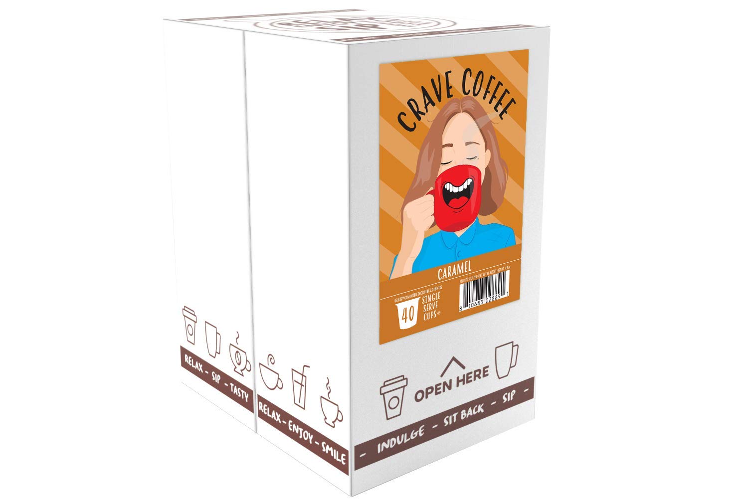 Crave Beverages Flavored Coffee Pods Compatible with 2.0 K-Cup Brewers, Single Serve Caramel, 40 Count