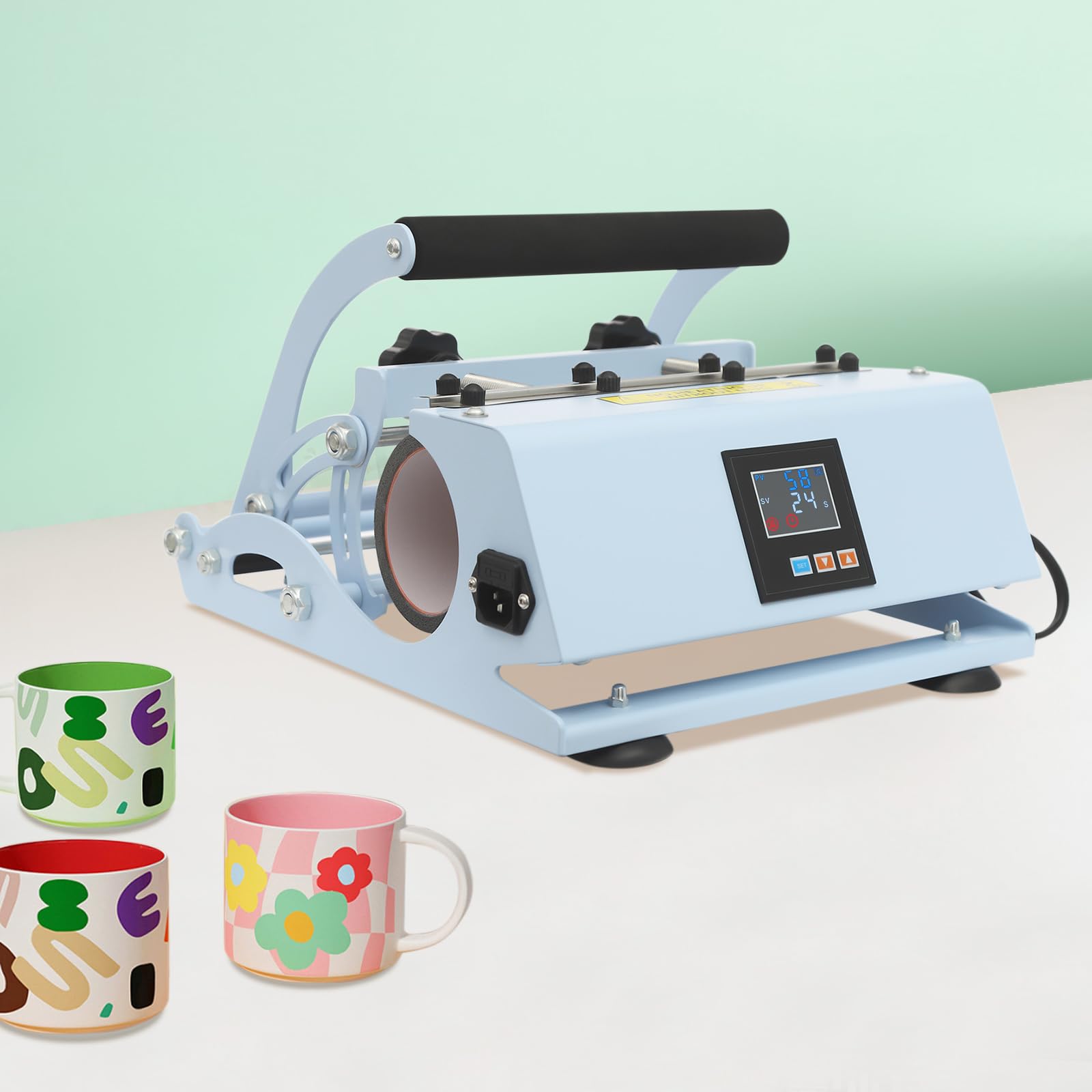 JAYEUW Tumbler Heat Press Machine Mug Sublimation Press Cup Hot Press for 11oz-30oz Sublimation Ceramic Mugs 500W Blank Skinny Tumbler Glass Mug Press Heater Adjustable Time&Temperature 32*35*23cm