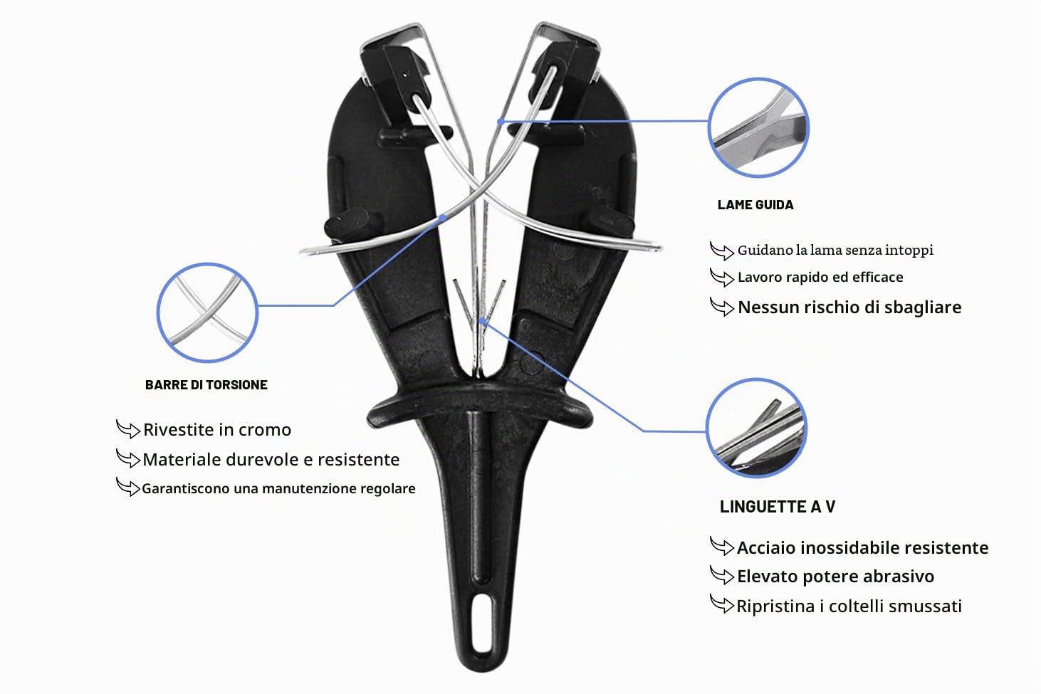 Bobet Affilacoltelli SHARP'EASY Affilatore Manuale Coltelli da Cucina - Raddrizza e mantiene le lame (Nero)