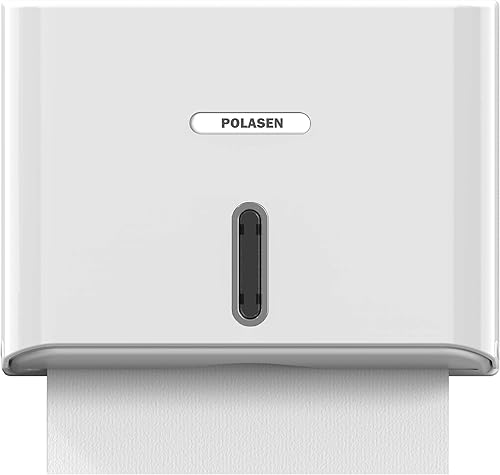 Dispensador de toallas de papel multipliegue para montaje en pared, adhesivo compacto blanco, sin taladrar ni tornillos, se adapta a toallas de mano