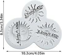 Vista 2 de Molde de silicona para fondant de cara de sol y luna, moldes de caramelo de chocolate para decoración de cupcakes de chocolate, decoración