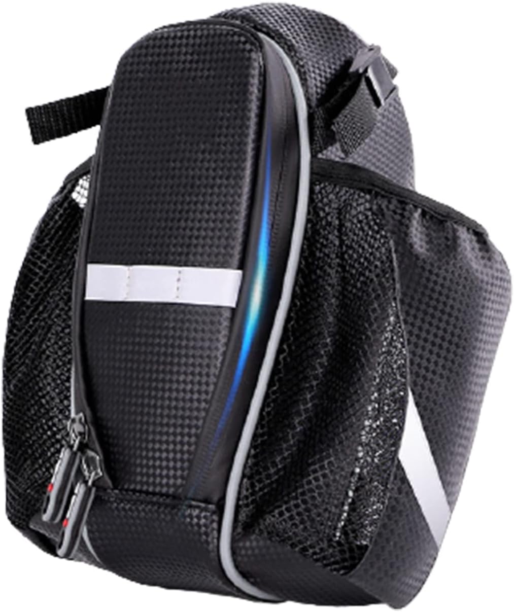 Large Capacity Bicycle Front Frame Bag Removable Insulated Bike Handlebar with 2 Water Bottle Bag (bottle Not Included),Gray