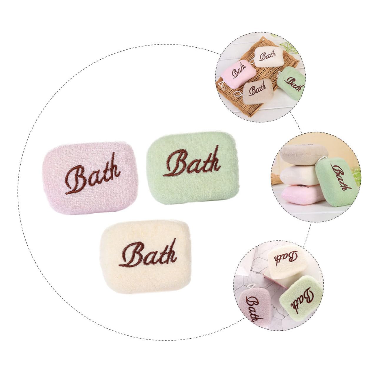 FRCOLOR 15 Stk besticktes Badetuch körperwäsche natürlich kleinkind puffs kopfhautwäscher badehandtuch kinder badehandtücher kinder praktischer Duschschwamm einfacher Badeschwamm