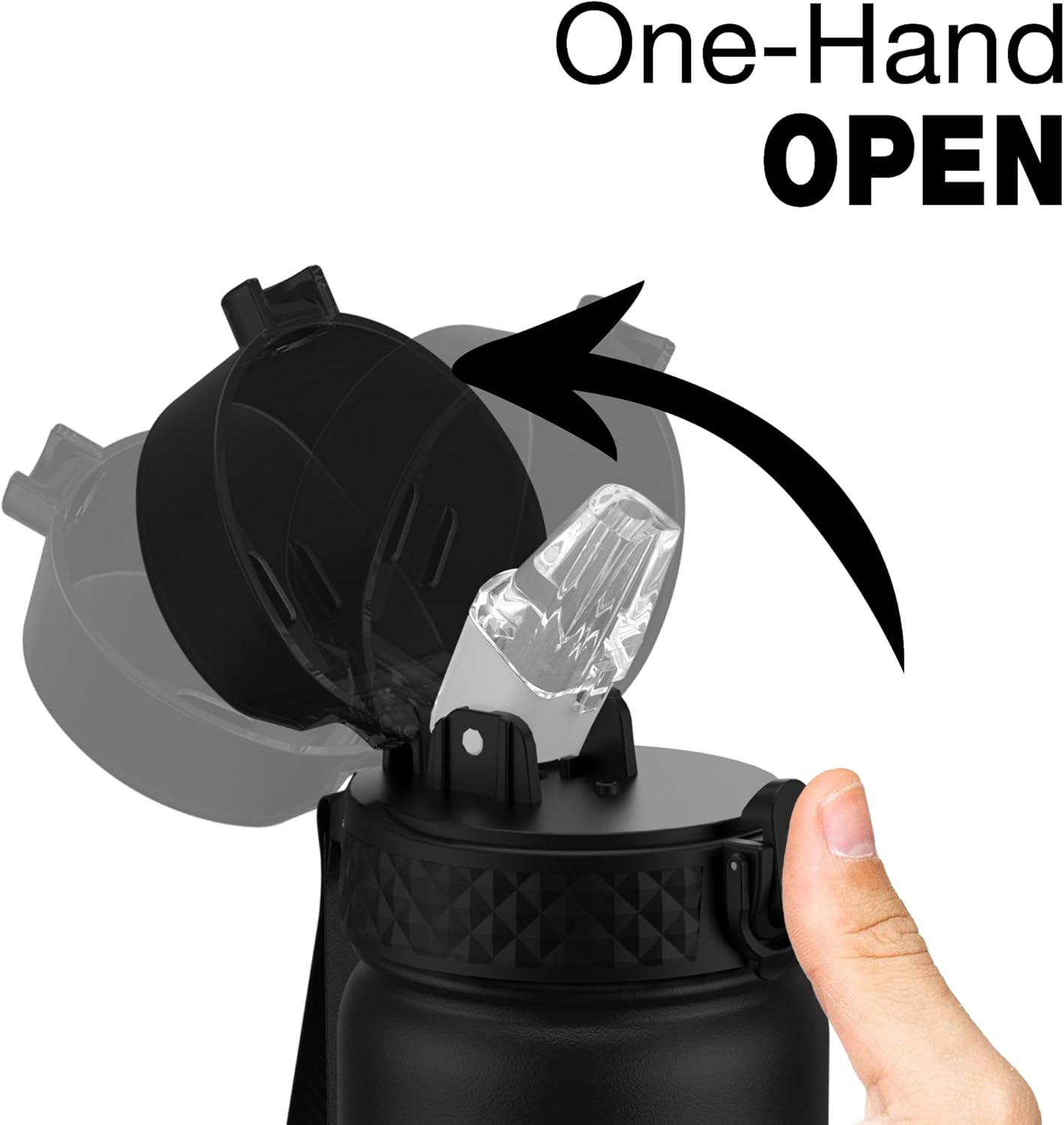 Kids Water Bottle, GOPPUS 18 Oz Stainless Steel Travel Bottle, Double Wall Vacuum Leak Proof Kids Cup for School Boys Girls, Black - Image 4