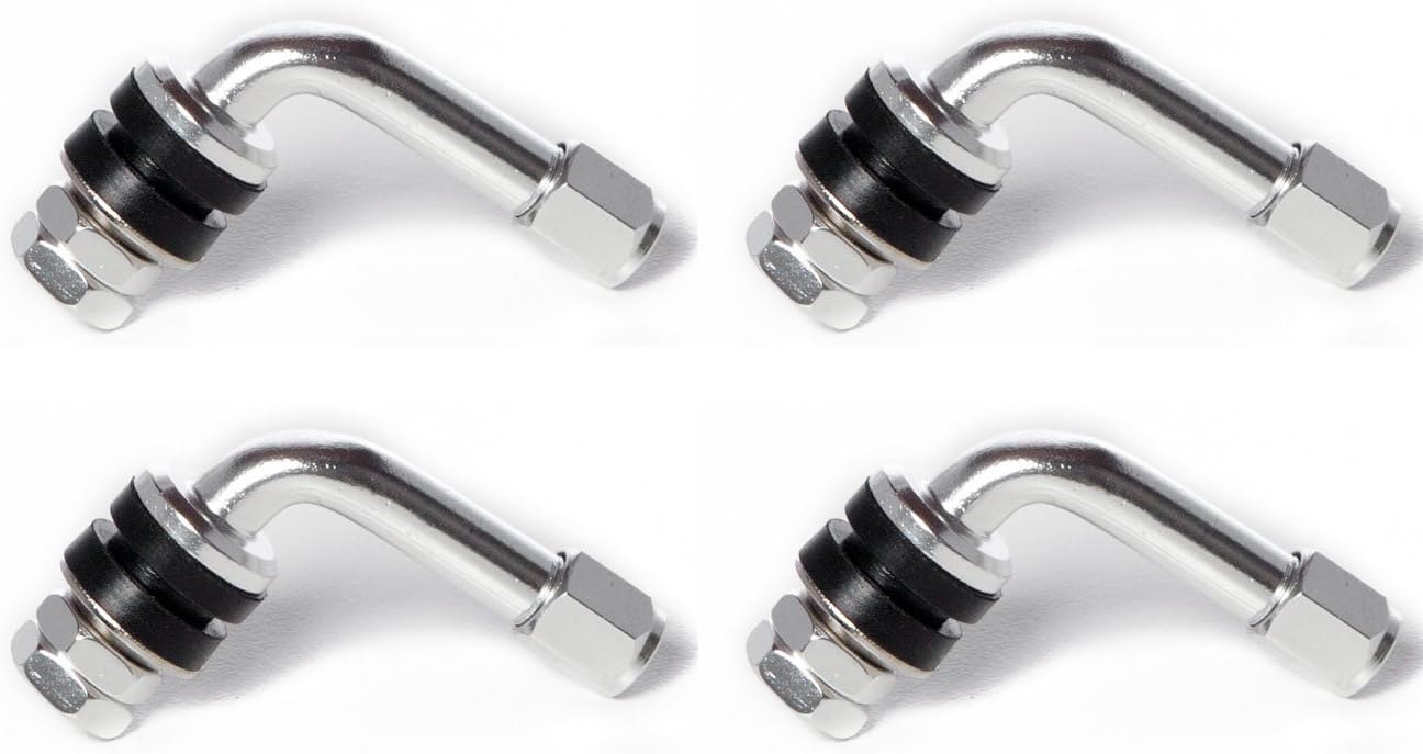 Circuit Performance VS90 Silver Bent 90 Degree Angled Aluminum Bolt-in Valve Stems (Set of 4)