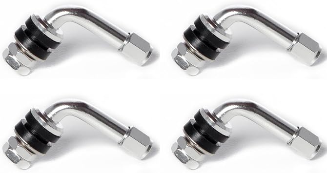 Circuit Performance VS90 Silver Bent 90 Degree Angled Aluminum Bolt-in Valve Stems Set of 4