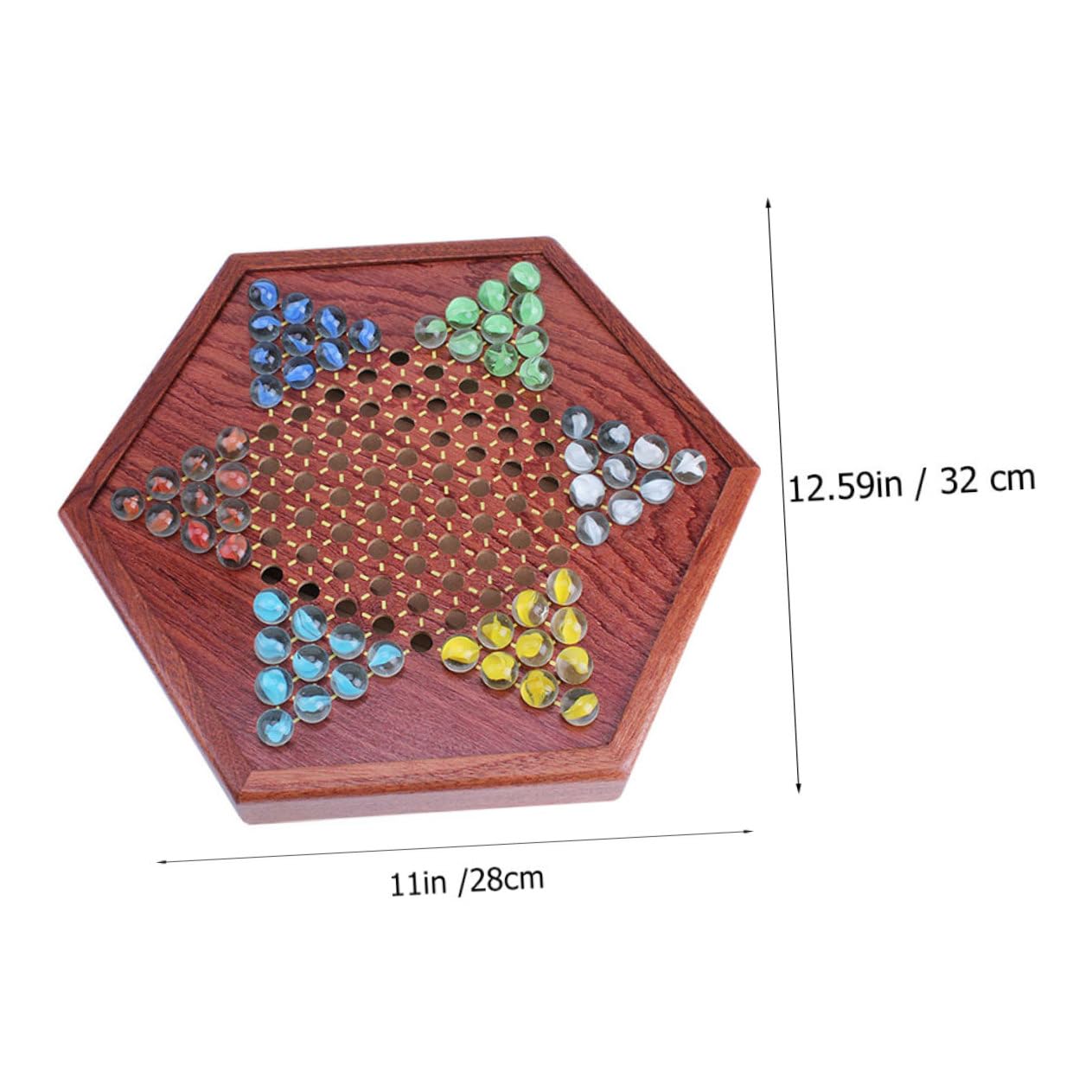 Damas Chinas de Madera Hexagonales con Cajón, 1 Juego Marrón