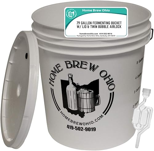 Miniatura 2 de Home Brew Ohio Cubo de fermentación de 7.9 galones con tapa con ojales y esclusa de aire de doble burbuja