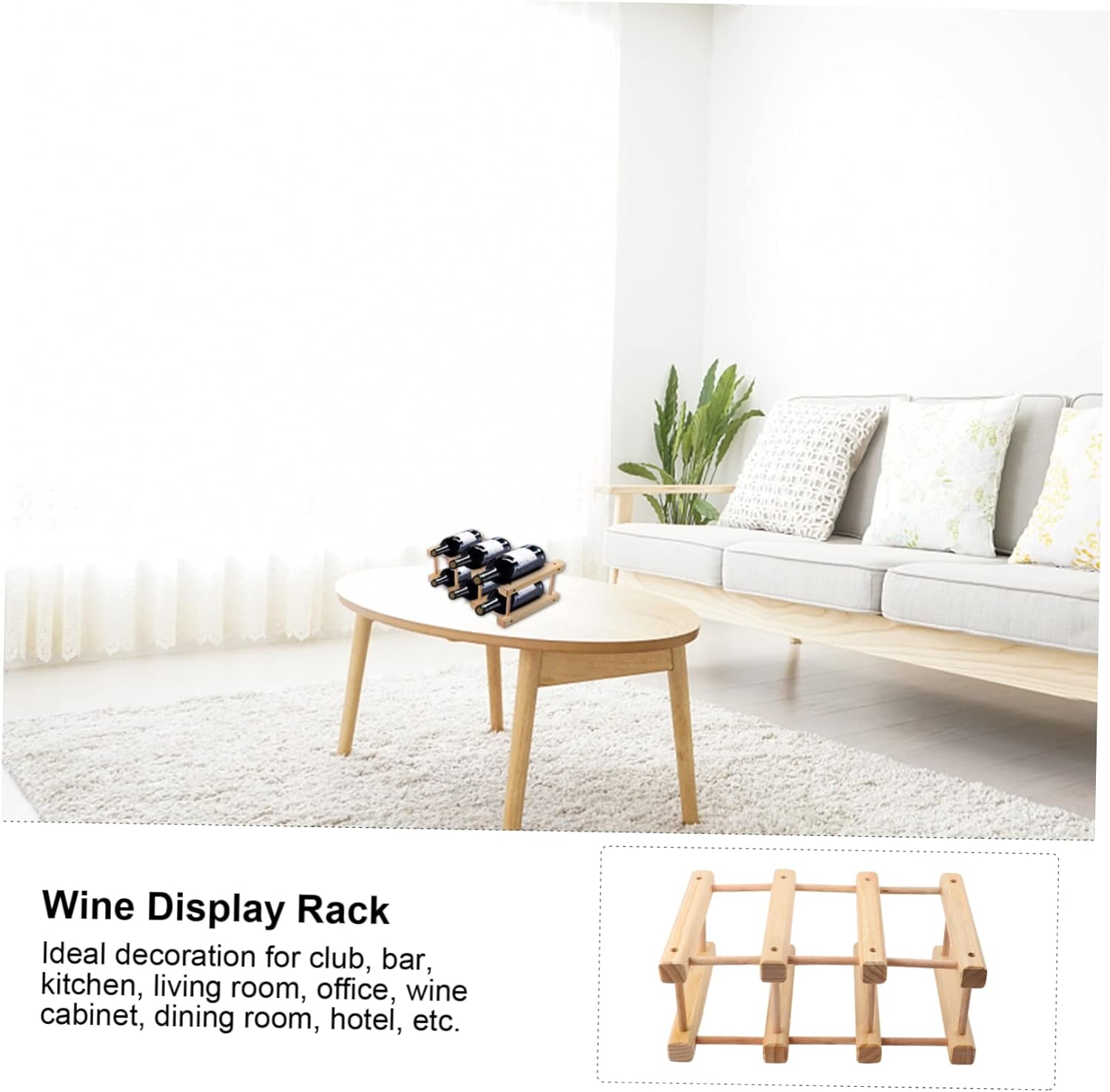 STOBAZA Solid Wood Wine Rack Wine Bottle Cradles Display Stand Wooden Rack for Countertop