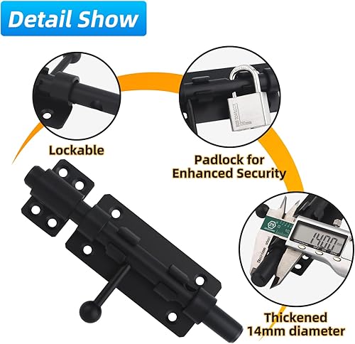 Miniatura 4 de Pestillo de cerrojo de barril, 6.3 pulgadas, resistente cierre deslizante de acero inoxidable 304 sólido para puerta interior, pestillo de puerta de