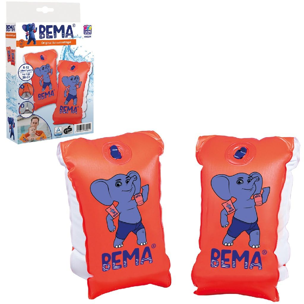 BEMA® Schwimmflügel Größe 1, für Kinder von 6-12 Jahren, Gewicht: 30-60 kg, Blau, Orange