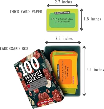 100 Reasons I Love You Cards Gift Box – Romantic Love Message Notes for Couples, Cute Confession Gift for Boyfriend, Girlfriend, Husband or Wife, Anniversary & Valentine’s Day