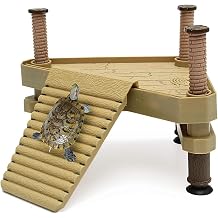 VOVOV Decorative Turtle Pier Floating Basking Platform with Ramp Ladder