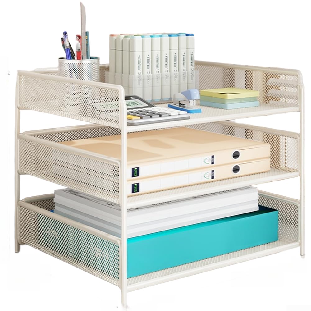 Organizer da scrivania in rete metallica per 7 scomparti per cancelleria, per ufficio e casa, portapenne in ferro nero, 33 x 26 x 32 cm (O)