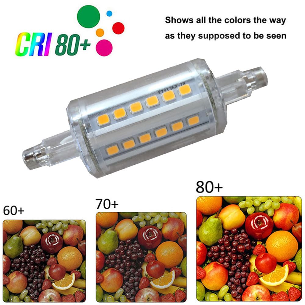 5W 500LM R7S 78MM Bombillas LED Regulables R7S Base 50W Bombilla halógena de tungsteno Bombillas de Repuesto para iluminación de Taller Lámparas de pie (Paquete de 10)